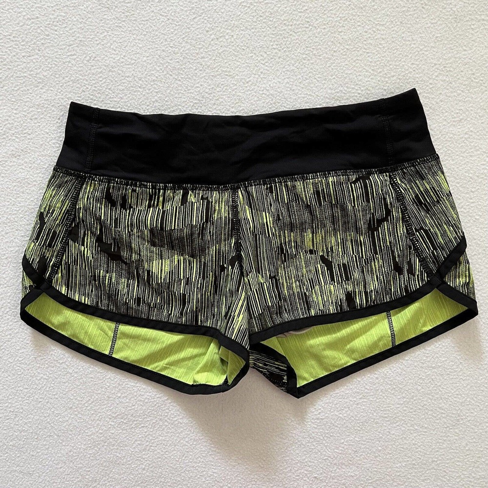lululemon athletica Black and Lime Athletic Shorts